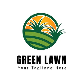 Green Lawn logo design template vector