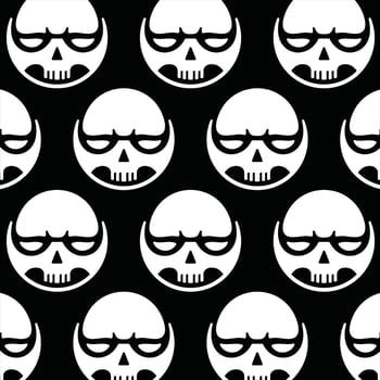 Skull Head circle pattern background illustration design template vector
