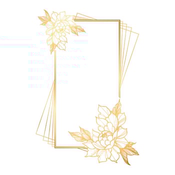 Gold frame with flowers on white background vector