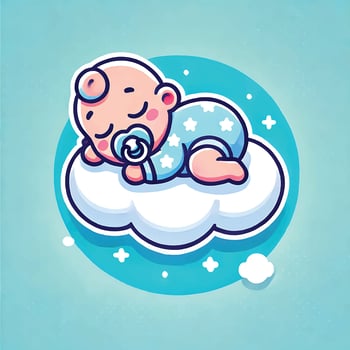 Attractive Cute Baby Sleeping On Cloud Pillow Cartoon vector