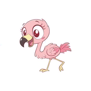 A cartoon pink flamingo with big eyes vector