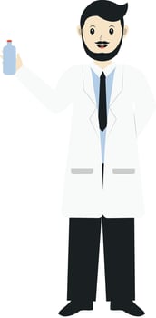 Man Doctor Holding Bottle vector