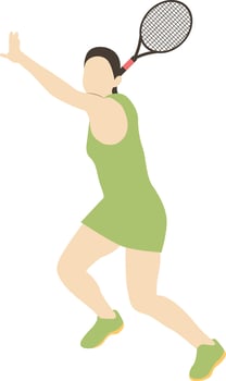Woman Tennis Athlete Character with Green Sportswear vector
