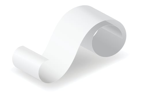 Payment check and receipts with shadow. Curved financial paper, purchase invoice. Buying, bill or calculate pay. Receipt the seller forms vector