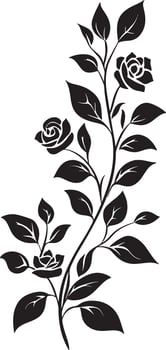 Black and white roses on a branch vector