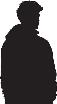 A silhouette of a man in a hoodie vector