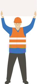 Construction Worker Holding White Wooden vector
