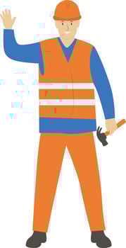 Construction Worker Holding Hammer vector