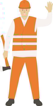 Construction Worker Holding Axe vector