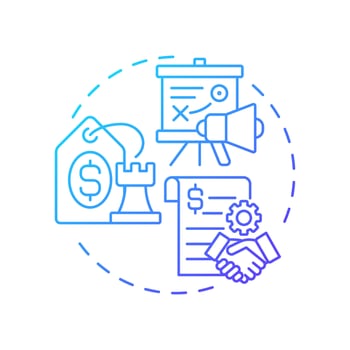 Focus on core areas blue gradient concept icon. Strategic priorities. Contract manufacturing benefit. Round shape line illustration. Abstract idea. Graphic design. Easy to use in article vector