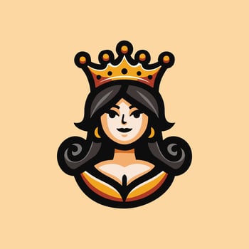 A cartoon queen with a crown on her head vector