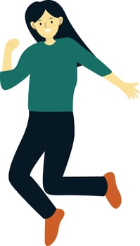 Young Woman Jumping in Happiness Expression vector