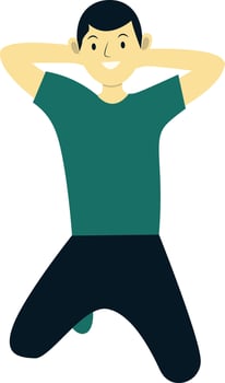 Young Male Jumping in Green Casual Clothes vector