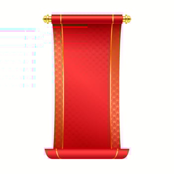 Asian New Year handscroll with copy space realistic illustration. Traditional Chinese manuscript for greetings 3d object on white vector