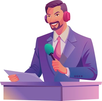 Golf commentator flat character illustration vector