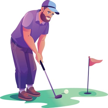 Man hitting golf aim, flat style illustration vector