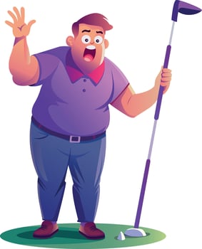 Shocked golfer flat character illustration vector