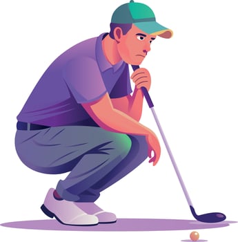 Golf reading position, flat style illustration vector