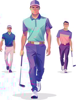 A flat illustration depicting golf team vector