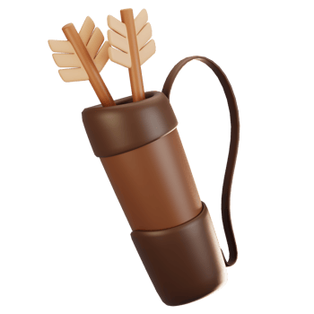 3d rendering adventure game icon concept. 3d render quiver icon png