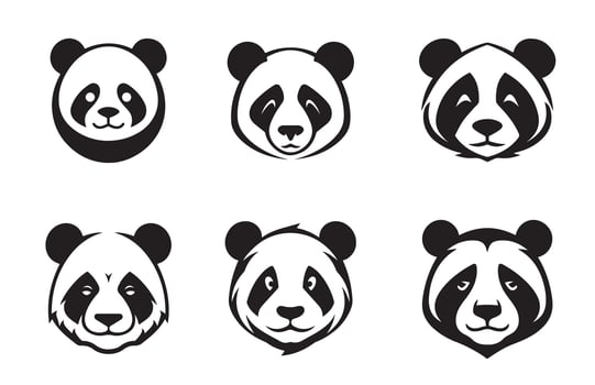 Cute Panda Face set Icon vector