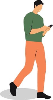 Businessman Using Smartphone with Green Casual Clothes vector