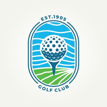 minimalist golf club flat line art icon badge logo illustration design vector