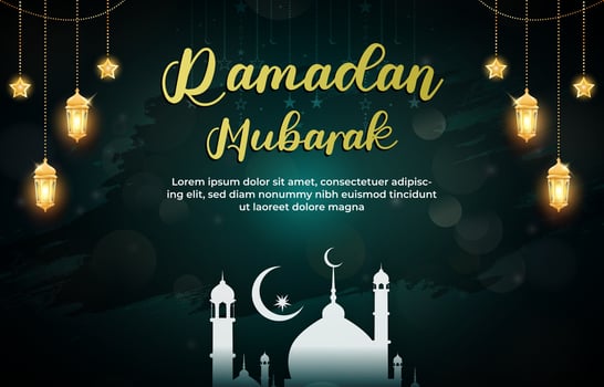 ramadan mubarak 2025 template banner with beautiful islamic ornament with green background design 045 vector