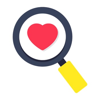 A colored design icon of search love vector