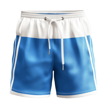 A blue and white shorts on a transparent background png