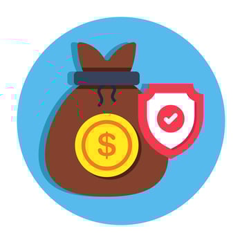 A colored design icon of secure money bag vector