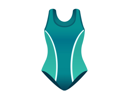 Gradient green sporty one piece swimsuit icon with pattern png
