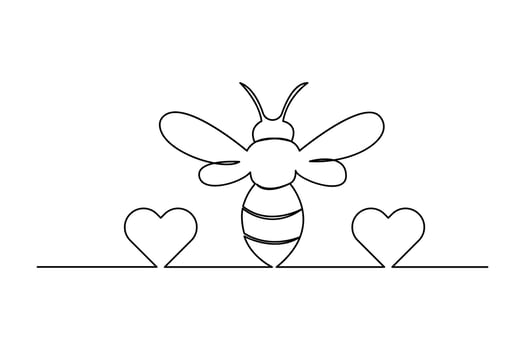 Simple illustration of honey bee shape continuous single line art bee outline art icon vector
