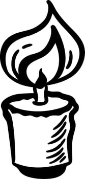 Black and White Candle with Flame for Designers and Illustrators vector