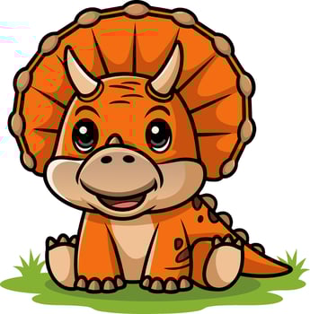 Cute Cartoon Triceratops Dinosaur for Kids T-Shirt and Coloring Book vector