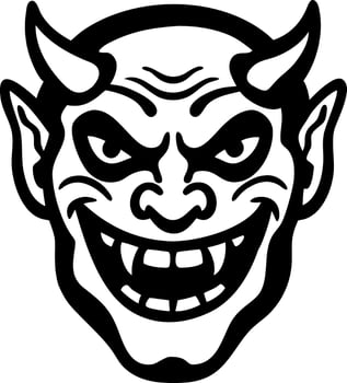 Fierce Demon Face Illustration for Tattoo and Halloween Design vector