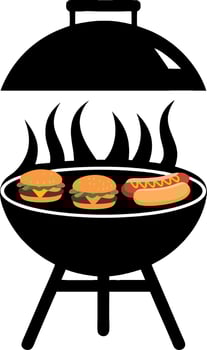 Grilled Burger and Hotdog Illustration BBQ Art for Summer Cookout vector