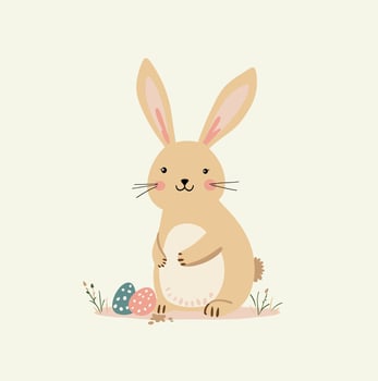 Cute bunny on pastel background, Easter vector