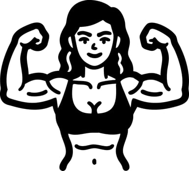 Powerful Woman Flexing Muscles Illustration for Fitness and Empowerment Designs vector