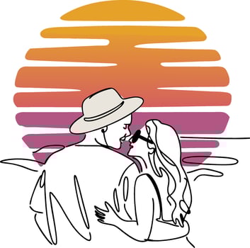 Romantic Couple Silhouette at Sunset Beach Illustration vector