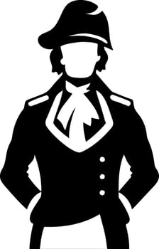 Silhouette of Historical Revolutionary Soldier in Colonial Uniform Art vector