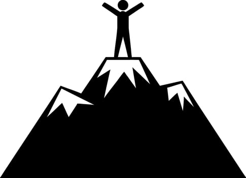 Success Achievement Celebration on Mountain Peak Illustration vector