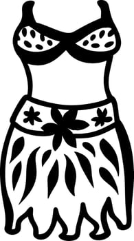 Traditional Hawaiian Hula Dress Outline for Design and Craft Use vector