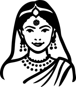Traditional Indian Bride Art Wedding Illustration vector