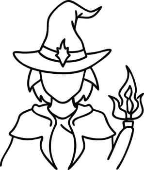 Illustration of Witch Holding Wand Perfect for Halloween Designs and Coloring Books vector