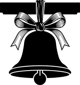 Vintage Bell Illustration Wrapped in Ribbon Perfect for Christmas Decoration vector