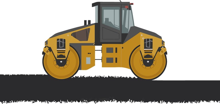 Yellow Road Roller Construction Machinery Illustration vector