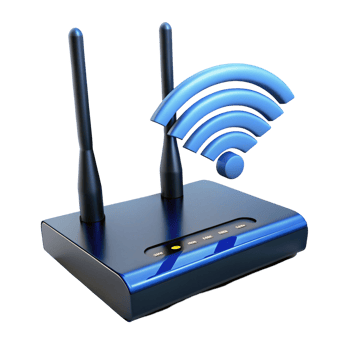 Modern Wireless Router with Wifi Signal Icon - png