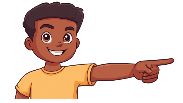 Cheerful boy smiling and pointing png