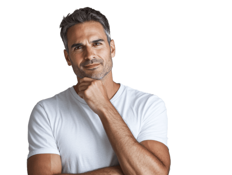 Thoughtful man in a casual setting png